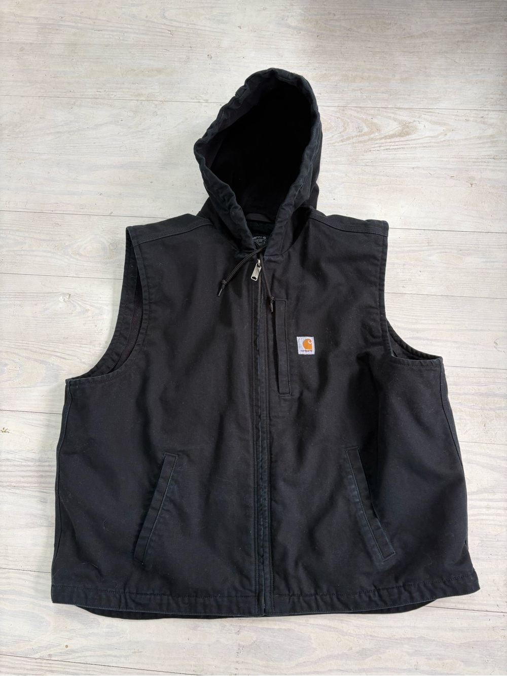 Carhartt Men’s Size 2XL Relaxed Fit Washed Duck Canvas Drawstring Hood Vest